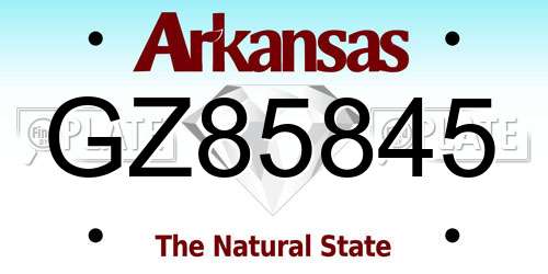 GZ85845 Arkansas License Plate