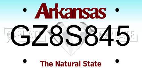 GZ8S845 Arkansas License Plate