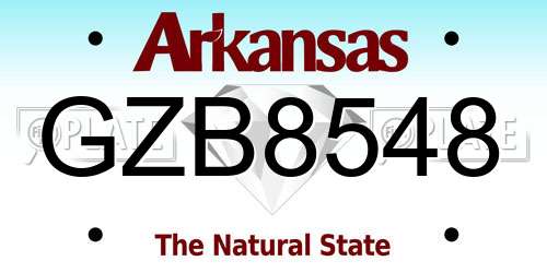 GZB8548 Arkansas License Plate