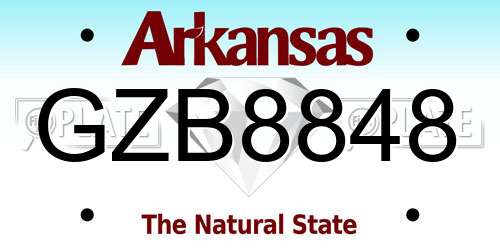 GZB8848 Arkansas License Plate