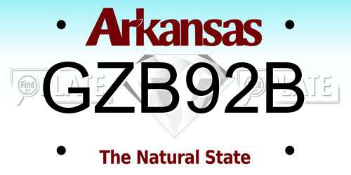 GZB92B Arkansas License Plate