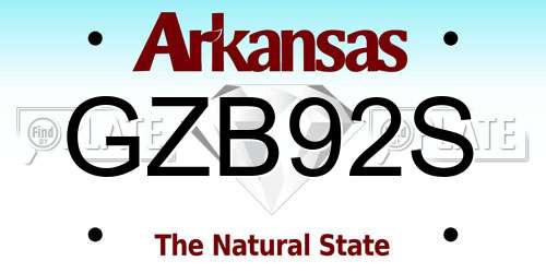 GZB92S Arkansas License Plate
