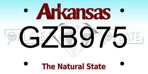 GZB975 Arkansas License Plate