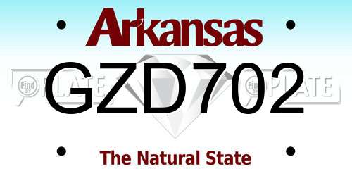 GZD702 Arkansas License Plate