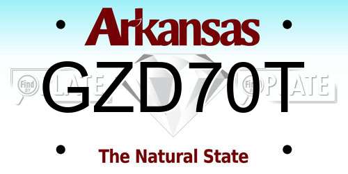 GZD70T Arkansas License Plate