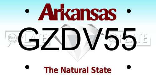 GZDV55 Arkansas License Plate