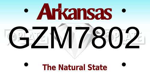 GZM7802 Arkansas License Plate