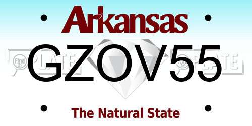 GZOV55 Arkansas License Plate