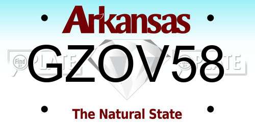 GZOV58 Arkansas License Plate