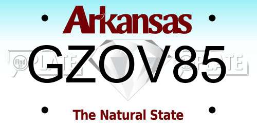 GZOV85 Arkansas License Plate