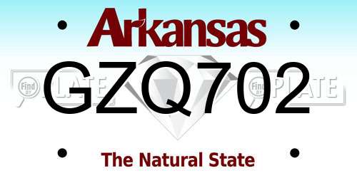 GZQ702 Arkansas License Plate