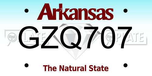 GZQ707 Arkansas License Plate