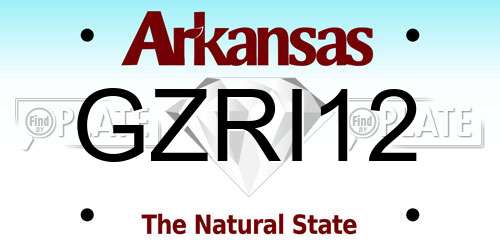 GZRI12 Arkansas License Plate