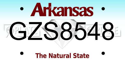 GZS8548 Arkansas License Plate