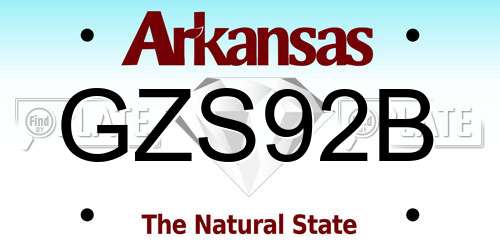 GZS92B Arkansas License Plate