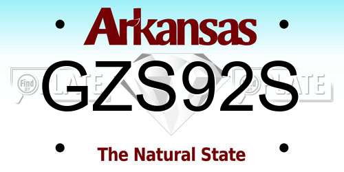GZS92S Arkansas License Plate