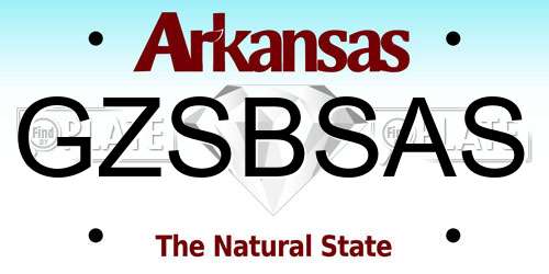 GZSBSAS Arkansas License Plate