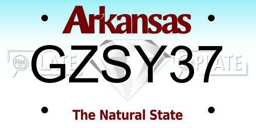 GZSY37 Arkansas License Plate