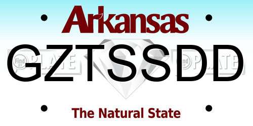 GZTSSDD Arkansas License Plate