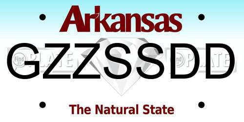 GZZSSDD Arkansas License Plate