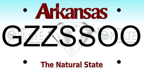GZZSSOO Arkansas License Plate