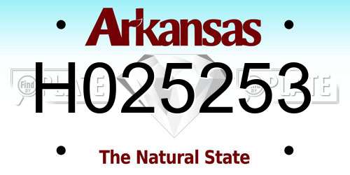 H025253 Arkansas License Plate