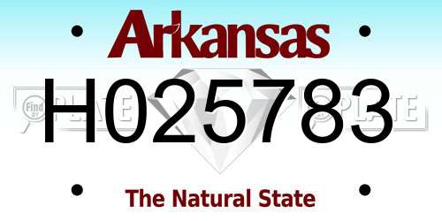H025783 Arkansas License Plate