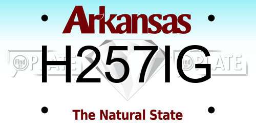 H257IG Arkansas License Plate