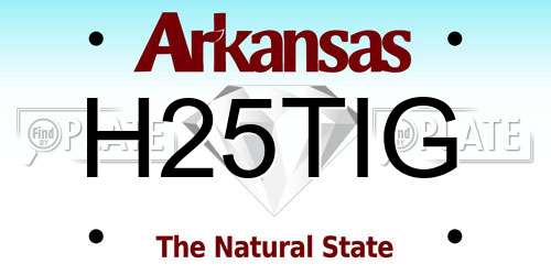 H25TIG Arkansas License Plate
