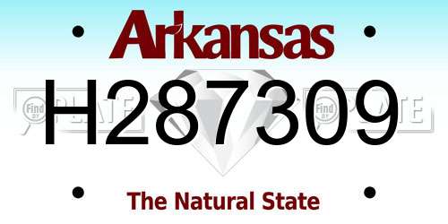 H287309 Arkansas License Plate