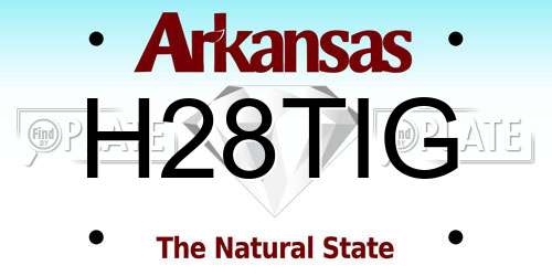 H28TIG Arkansas License Plate