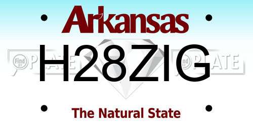 H28ZIG Arkansas License Plate