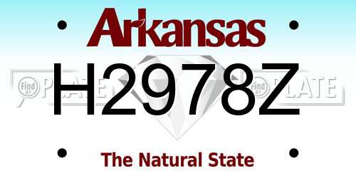 H2978Z Arkansas License Plate