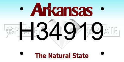 H34919 Arkansas License Plate