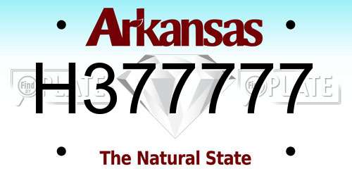 H377777 Arkansas License Plate