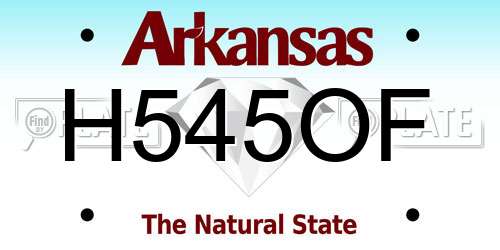H545OF Arkansas License Plate
