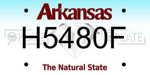 H5480F Arkansas License Plate