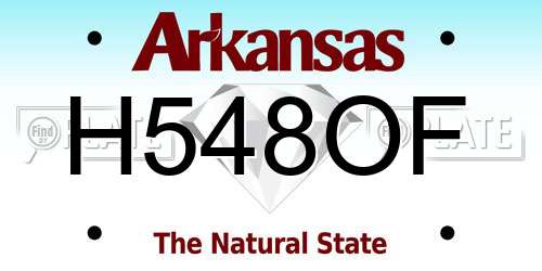 H548OF Arkansas License Plate