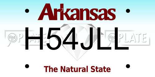 H54JLL Arkansas License Plate