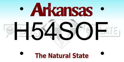 H54SOF Arkansas License Plate