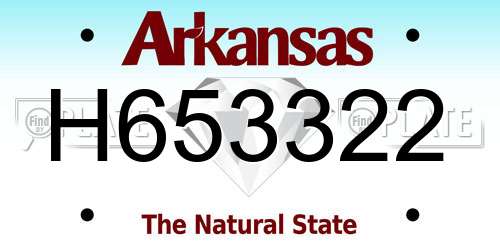 H653322 Arkansas License Plate