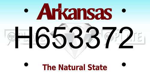 H653372 Arkansas License Plate