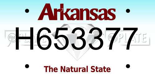 H653377 Arkansas License Plate