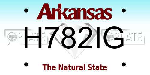 H782IG Arkansas License Plate