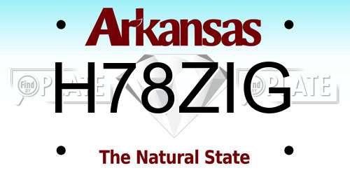 H78ZIG Arkansas License Plate