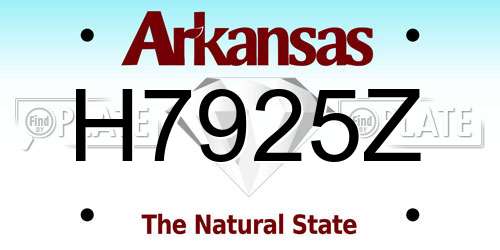 H7925Z Arkansas License Plate