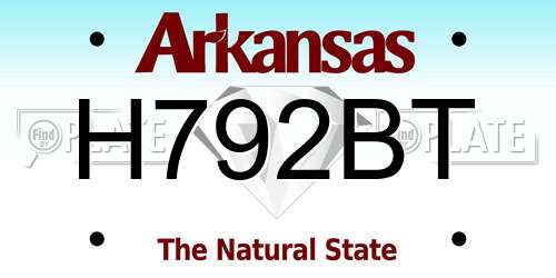 H792BT Arkansas License Plate