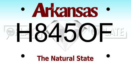 H845OF Arkansas License Plate