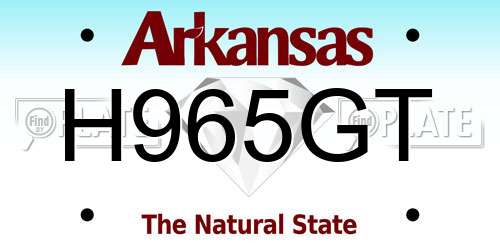 H965GT Arkansas License Plate