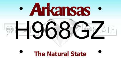 H968GZ Arkansas License Plate